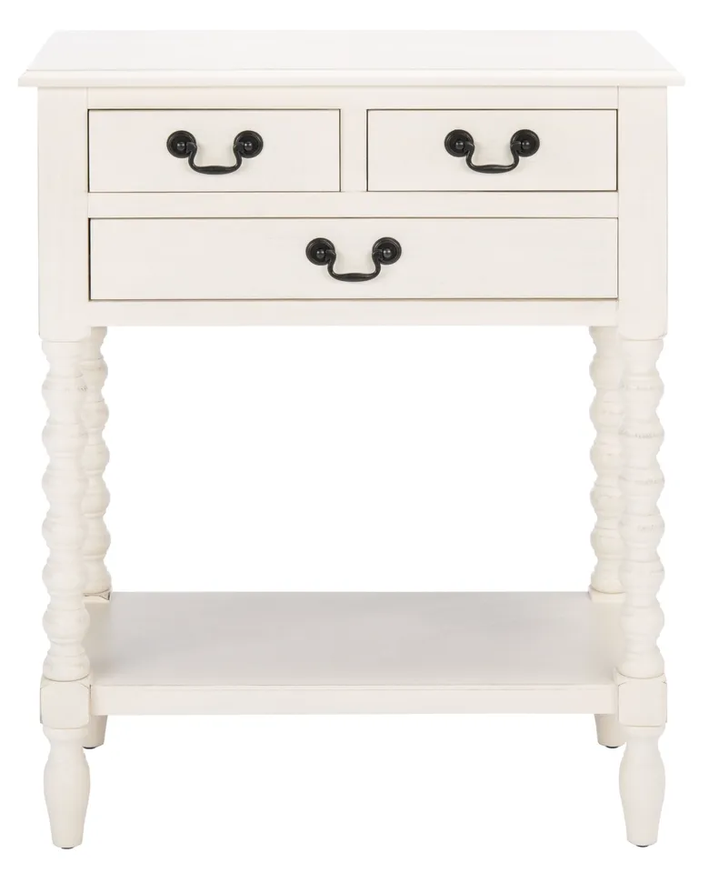 Athena 3 Drawer Console Table - Distressed White