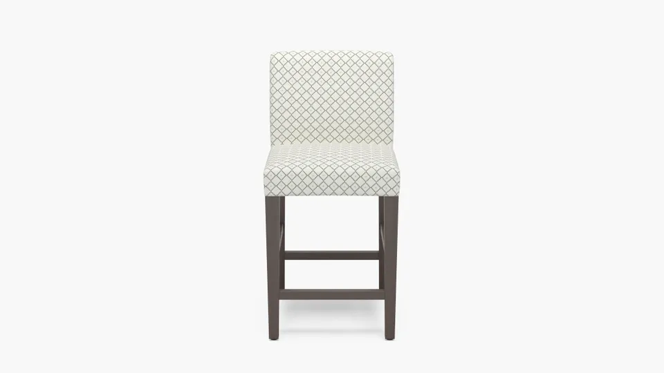 Signature Dining Counter Stool, Jade Petite Lattice, Espresso Square Tapered Leg