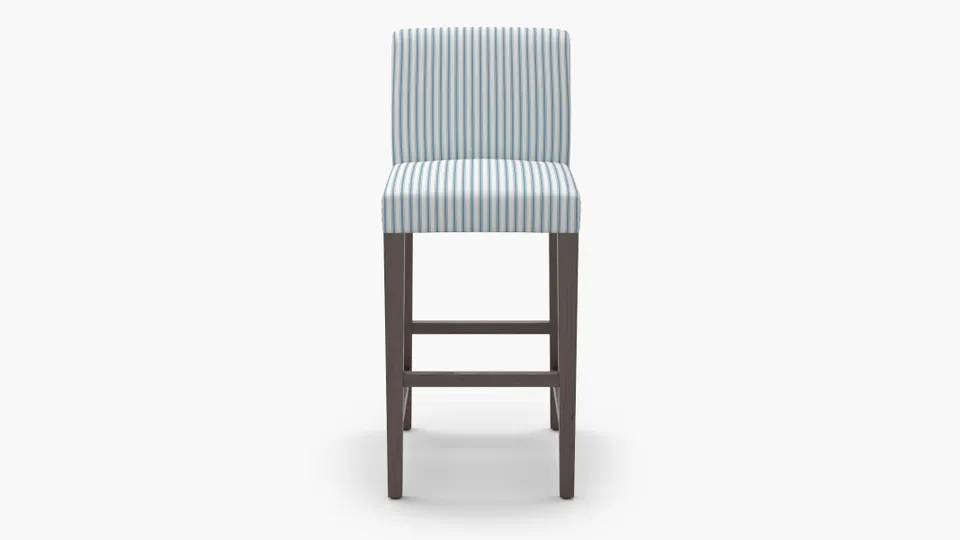 Signature Dining Bar Stool, Cornflower Classic Ticking Stripe, Espresso Square Tapered Leg