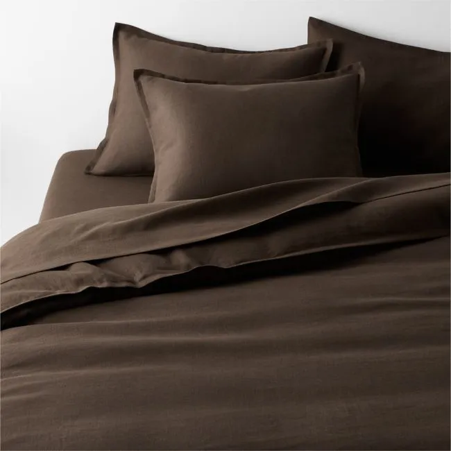 Aire Natural European Linen Deep Brown Full/Queen Duvet Cover