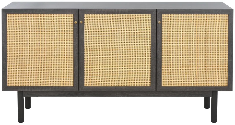 Aino 3 Door Sideboard / Media Stand - Distressed Black / Natural