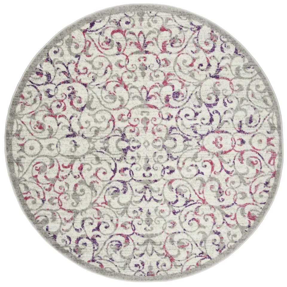 Arlo Home Woven Area Rug, SKY198F, Ivory/Pink,  6' 7" X 6' 7" Round