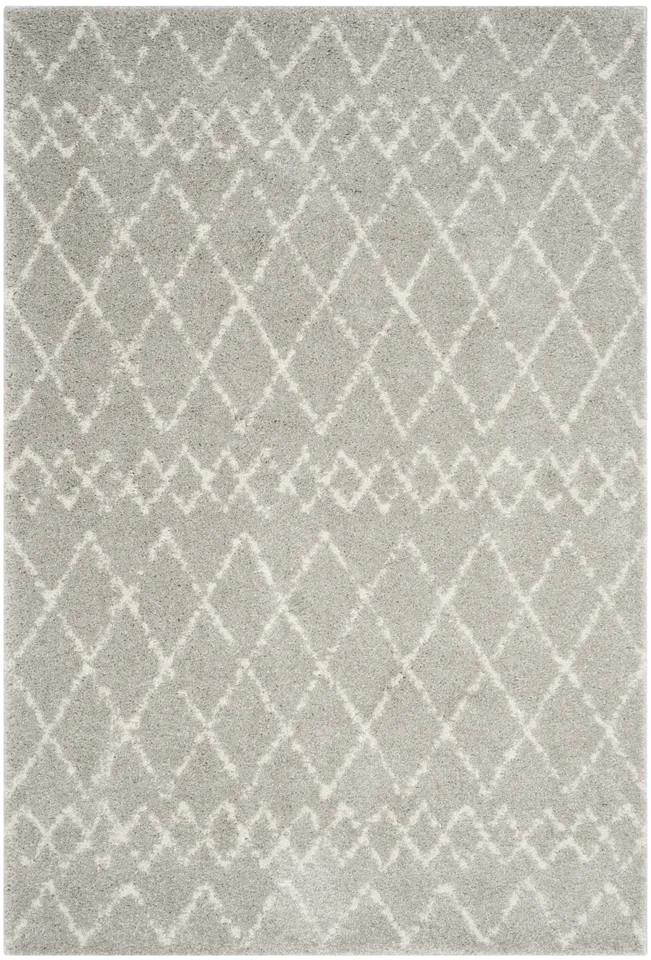 Arlo Home Woven Area Rug, BER165B, Light Grey/Cream,  5' 1" X 7' 6"