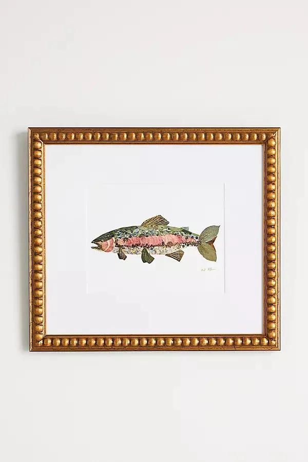 Pressed Floewr Rainbow Trout Fish Wall Art