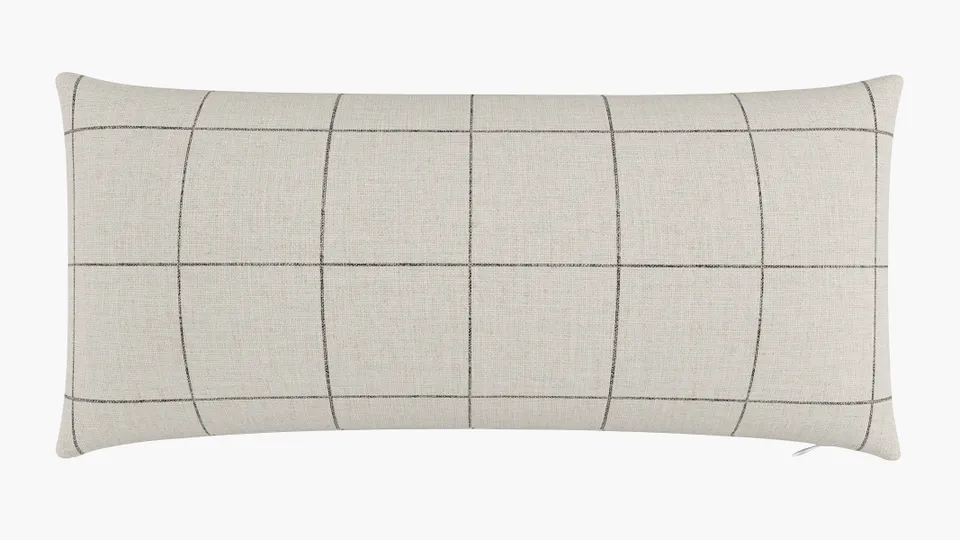 Throw Pillow 14" x 30", Coal Windowpane, 14" x 30"