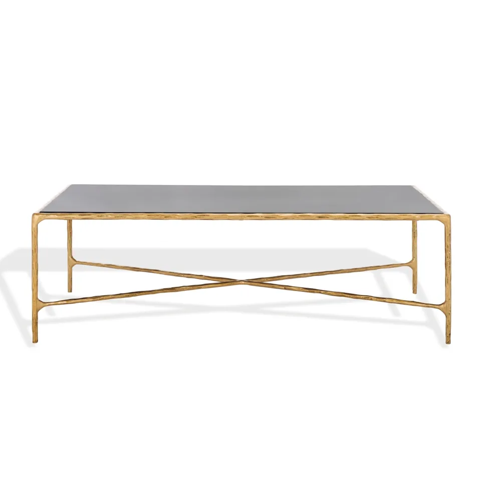 Jessa Rectangle Coffee Table - Brass/Black