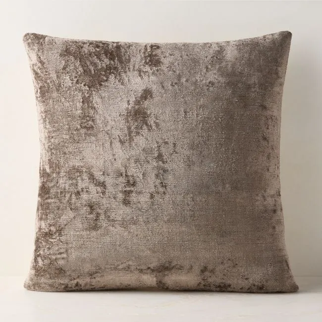 Truette Pewter Turkish Silk Throw Pillow With Feather-Down Insert 23''x23"