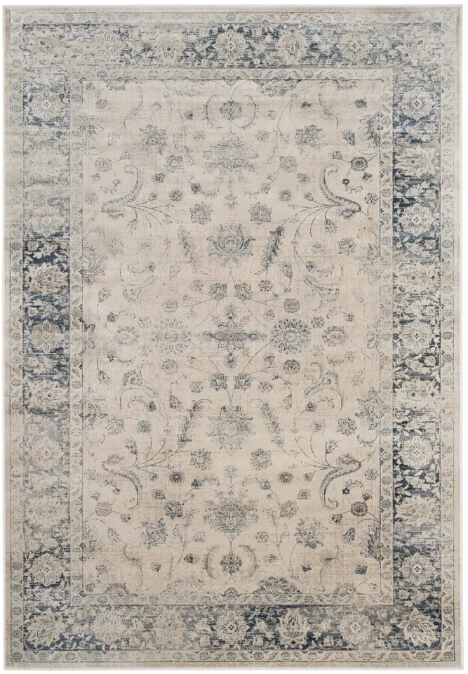 Arlo Home Woven Area Rug, VTG120-7440, Stone/Blue,  6' 7" X 9' 2"