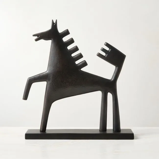 Corvo Black Cast Aluminum Stallion Sculpture By Ackerman