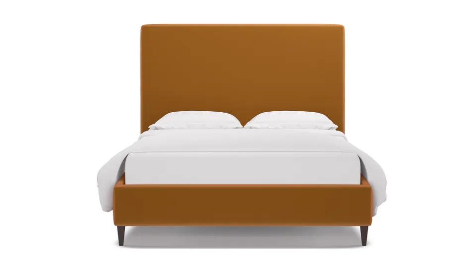 Classic Bed, Marigold Performance Velvet, Espresso Square Tapered Leg, Full