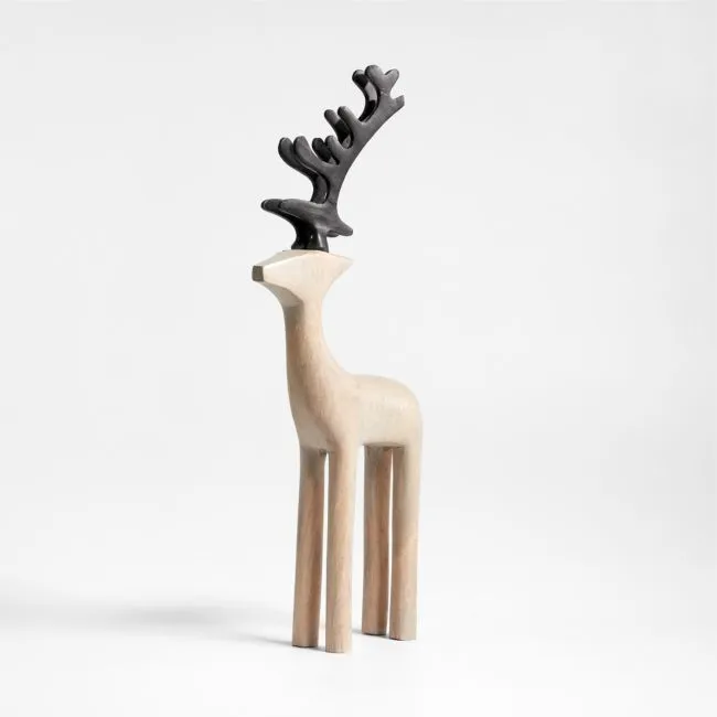 Wood Reindeer Holiday Decoration 23"