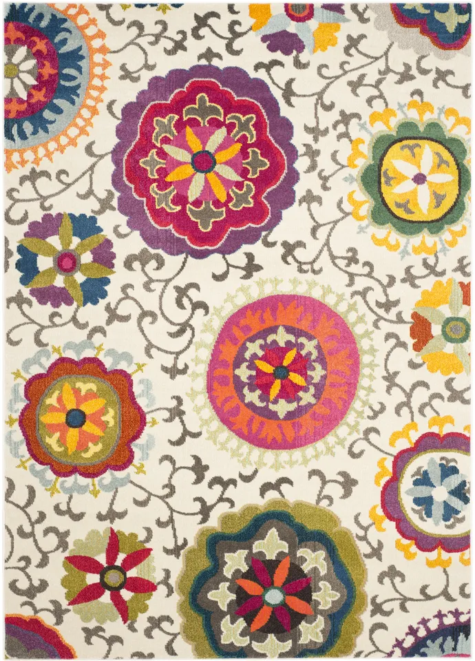 Arlo Home Woven Area Rug, MNC233A, Ivory/Multi,  6' 7" X 9' 2"