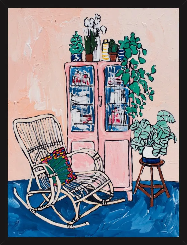 Rocking Chair In Pink Interior by Lara Lee Meintjes for Artfully Walls