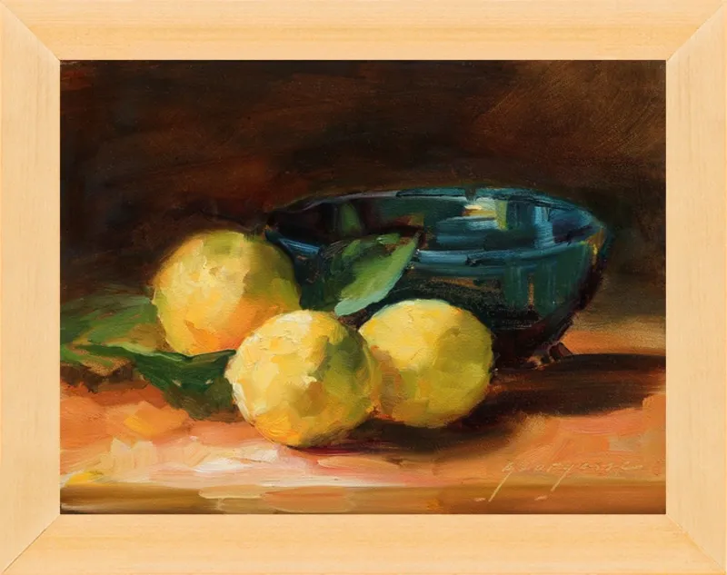 Lemons and Blue Bowl by Georgesse Gomez for Artfully Walls