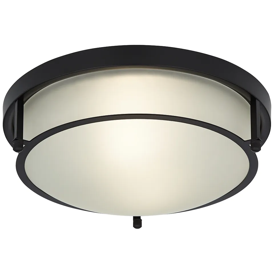 Possini Euro Encina 13" Wide Black and White Glass Ceiling Light