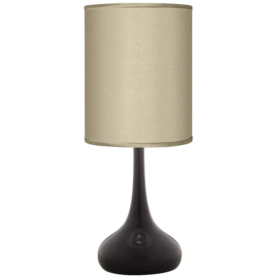 Possini Euro Droplet 23 1/2" Taupe Faux Silk and Black Table Lamp