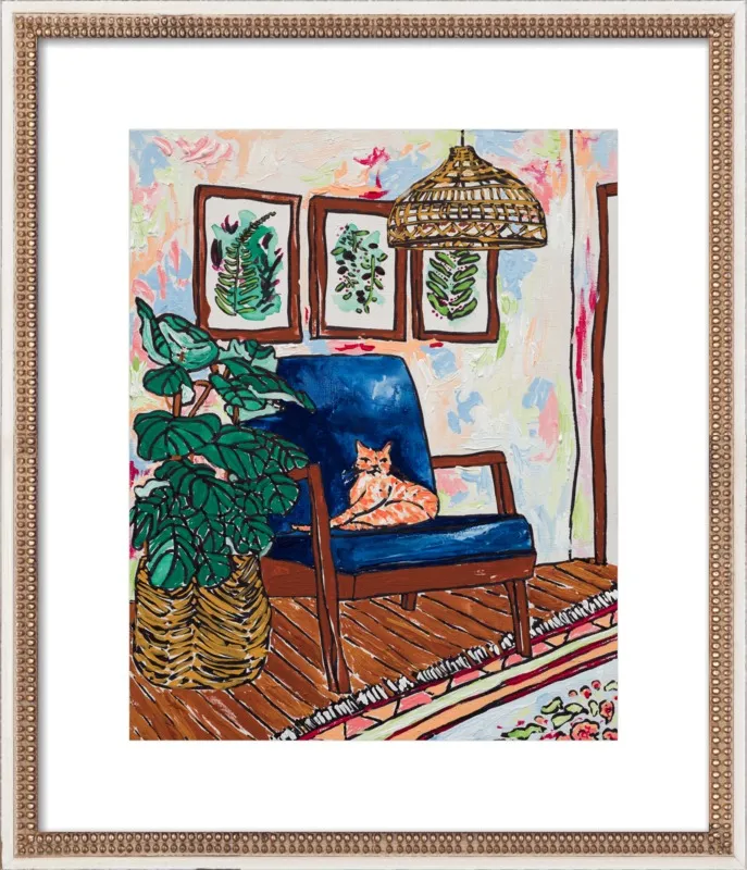 Ginger Cat in Mid Century Chair by Lara Lee Meintjes for Artfully Walls