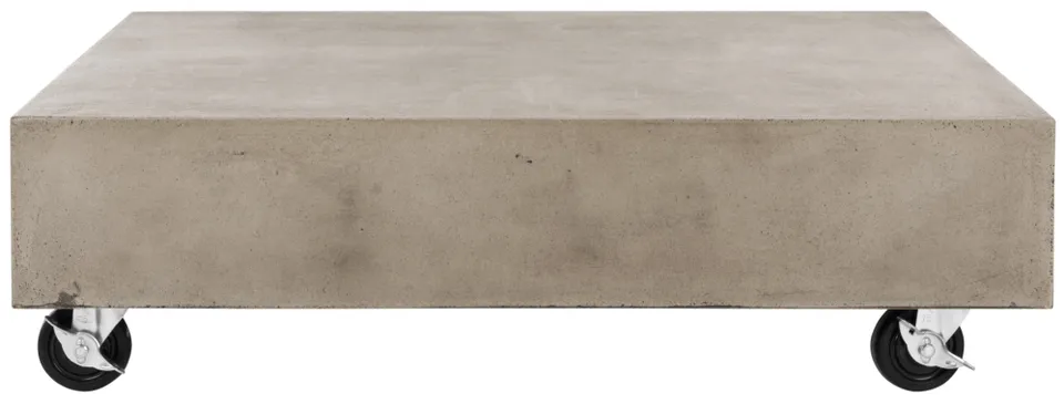 Gargon In/Outdoor Concrete 9.84" Coffee Table With Casters - Dark Grey