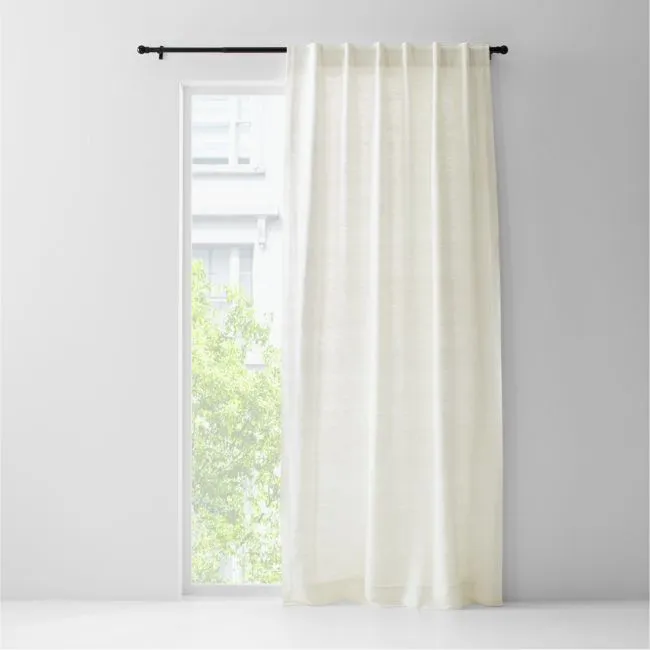 Trevino Crisp White Cotton Silk Blend Window Curtain Panel 52"x120"