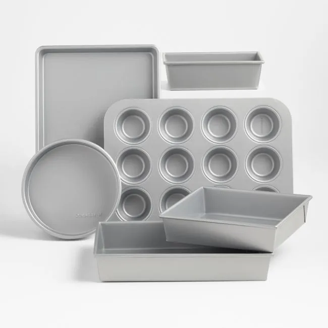 Crate & Barrel Silver 6-Piece Silicone Nonstick Bakeware Set