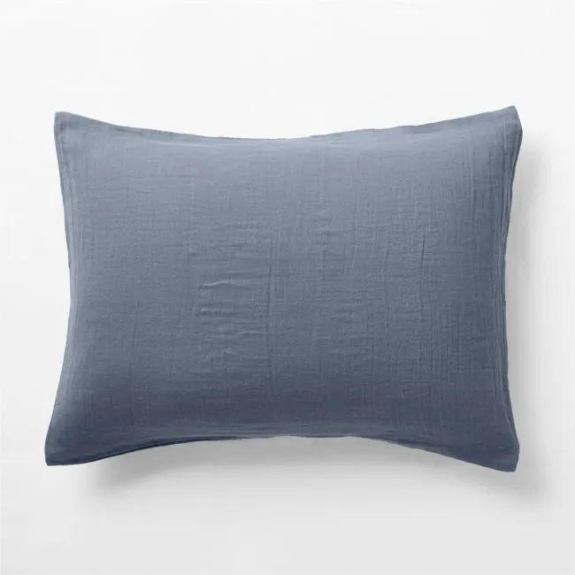 Supersoft Coy Blue Organic Cotton Gauze Kids Pillow Sham
