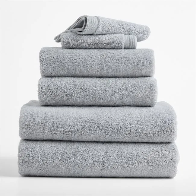 Luxe Plush Organic Turkish Cotton Grey Bath Towels, Set of 6