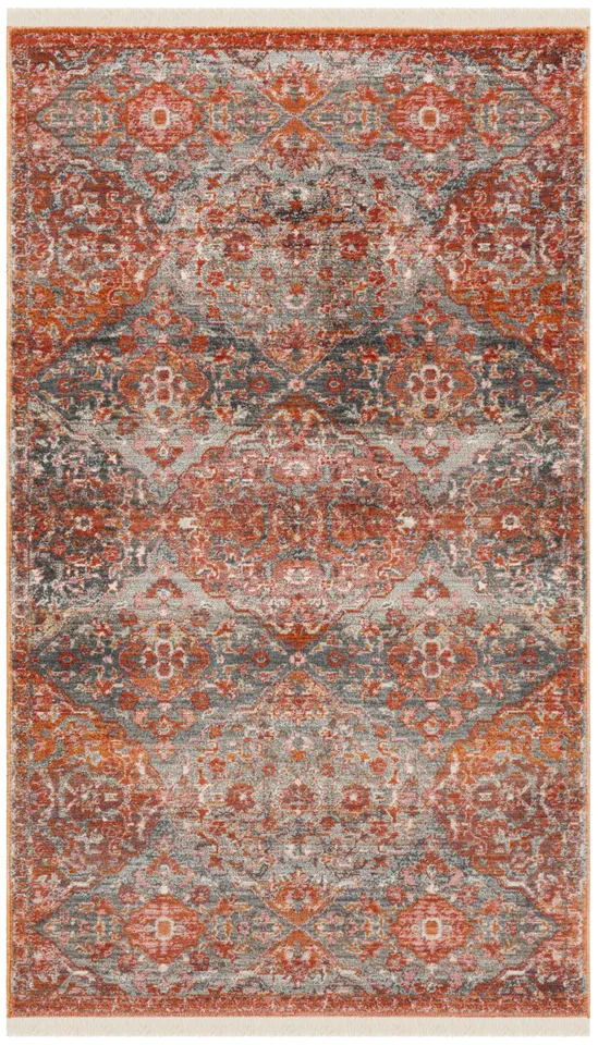 Arlo Home Woven Area Rug, VTP470J, Aqua/Orange,  3' X 5'