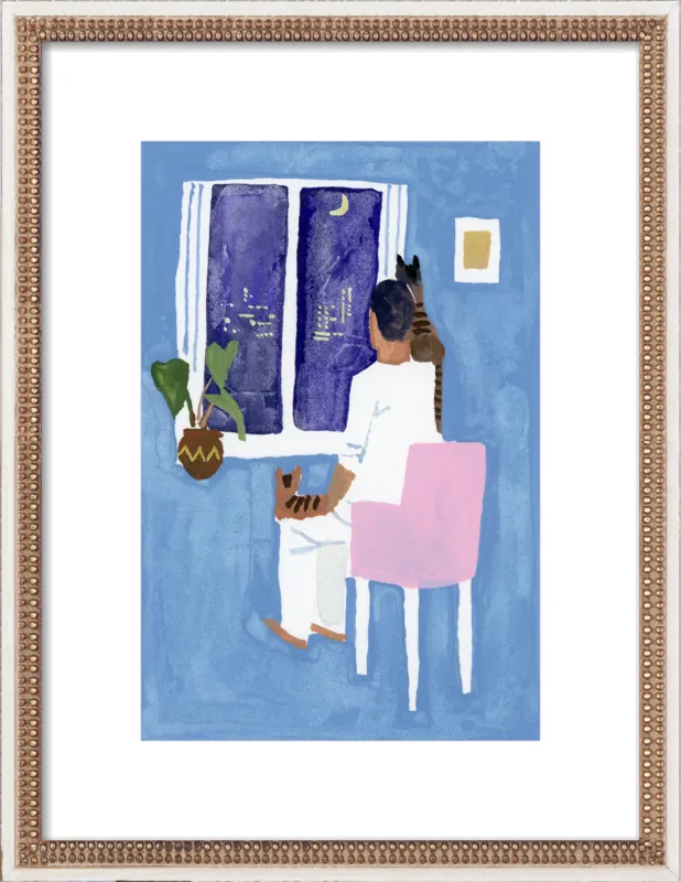 Look at the cat and the moon by Hiroyuki Izutsu for Artfully Walls