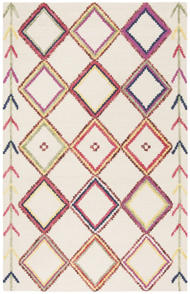 Arlo Home Hand Tufted Area Rug, BLG563A, Ivory/Multi,  4' X 6'