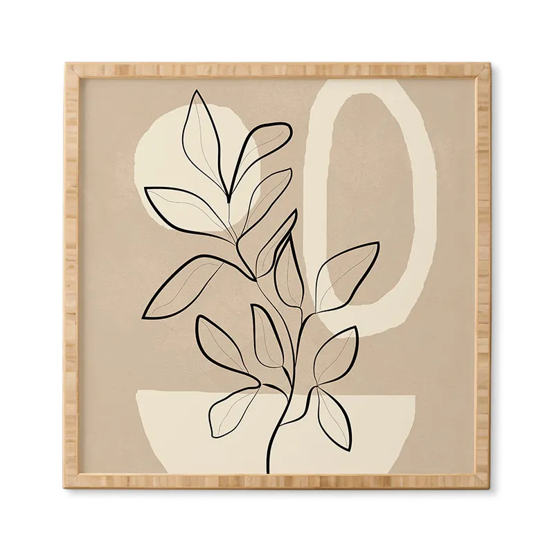 Abstract Minimal Plant 7 by City Art - Framed Wall Art Basic White 30" x 30"