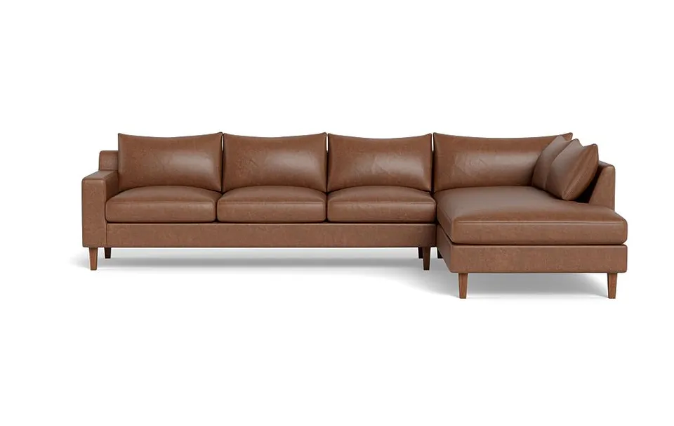 Sloan Leather 4-Seat Right Bumper Sectional