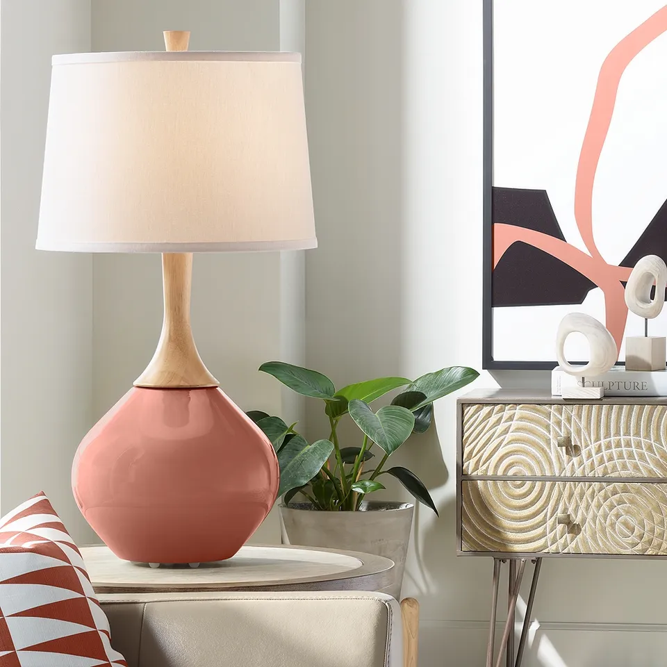Color Plus Wexler 31" Fog Linen Shade with Rojo Dust Table Lamp