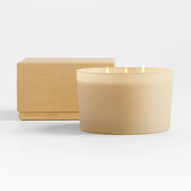 Monochrome No. 7 Pampas 3-Wick Scented Candle - Beach Grass, Nutmeg and Black Pepper