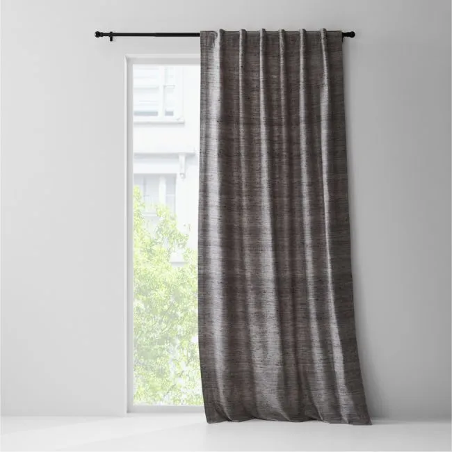 Trevino Pebble Grey Cotton Silk Blend Window Curtain Panel 52"x84"