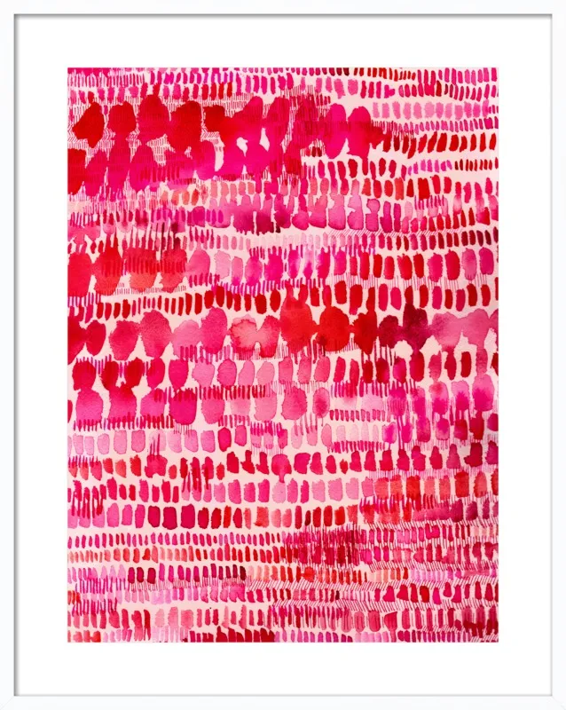 Pink and Red Watercolor Patterns Wall Art  by Paula Mills for Artfully Walls