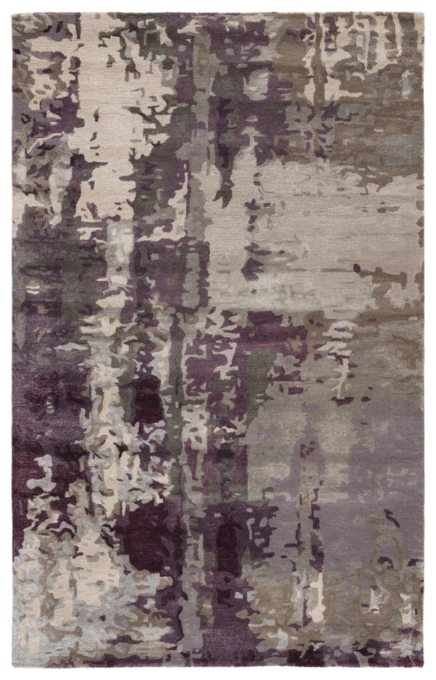 Matcha Handmade Abstract Gray/ Purple Area Rug (9'X13')