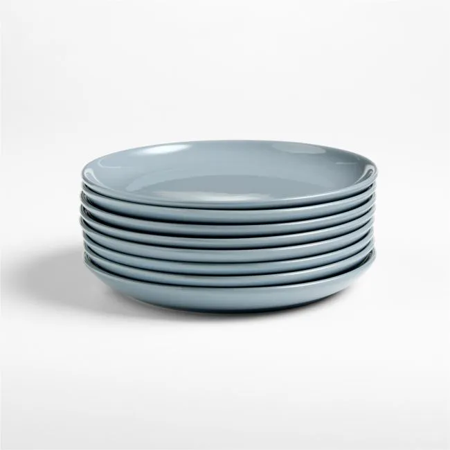Hudson Mist Blue Stoneware Salad Plates, Set of 8