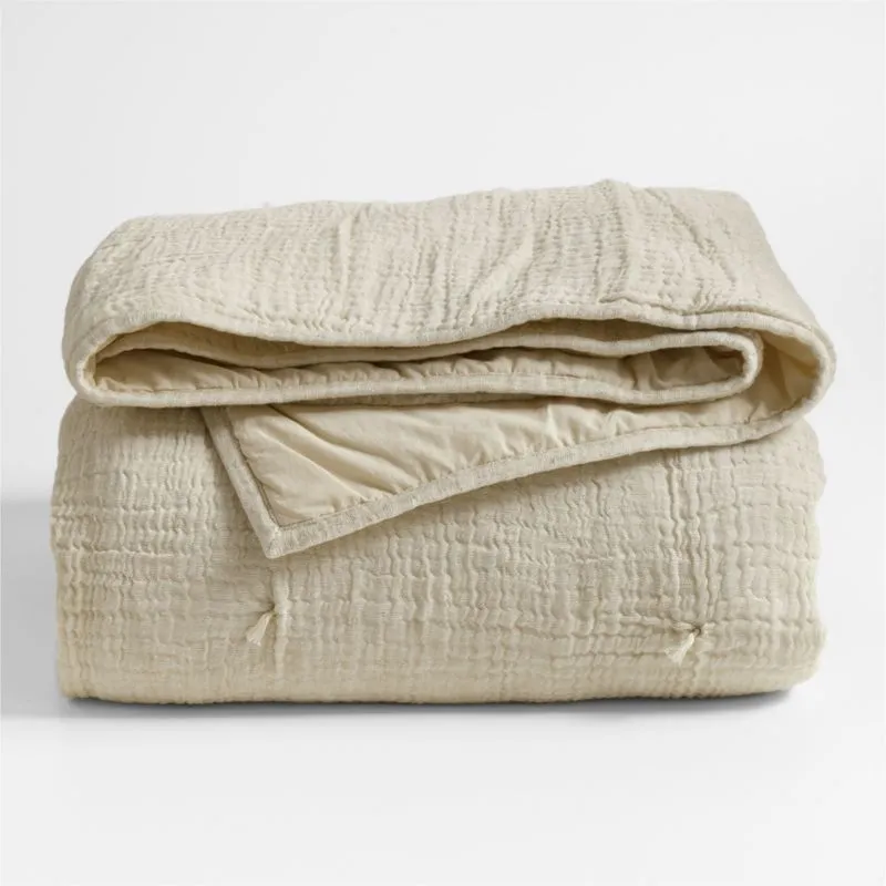 Aire Crinkle Stone Tan Hand-Quilted Kids Twin Comforter