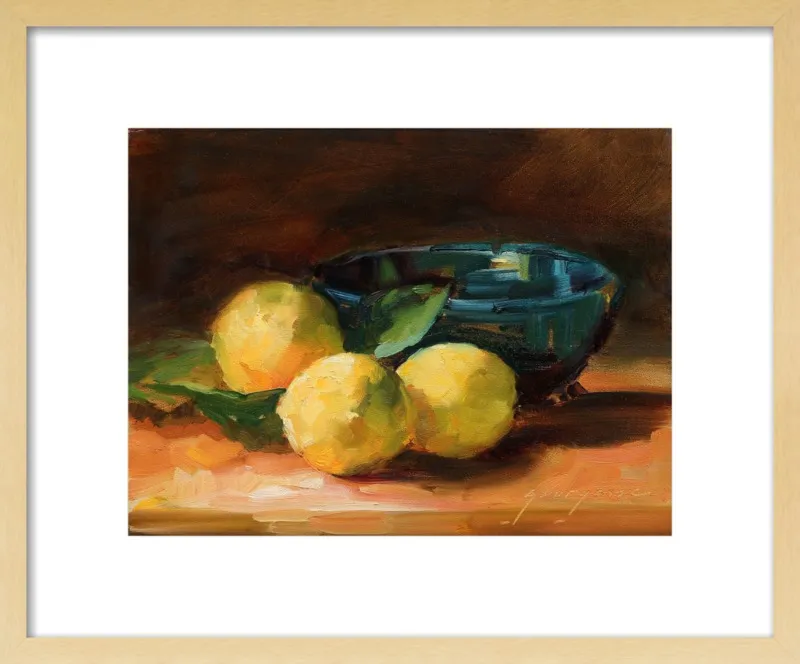 Lemons and Blue Bowl by Georgesse Gomez for Artfully Walls