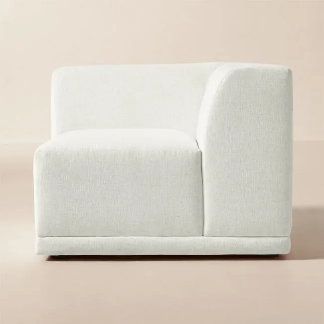 Faible White Performance Chenille Standard Depth Corner Chair
