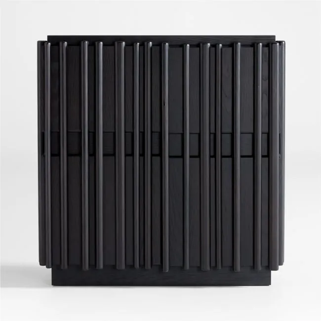 Bardi 38" Ebonized Ash Wood Storage Entryway Cabinet