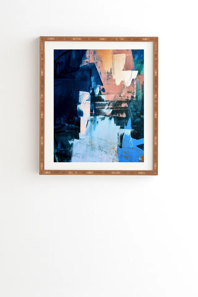 On The Dock A Pretty Abstract by Alyssa Hamilton Art - Framed Wall Art Bamboo 12" x 12"