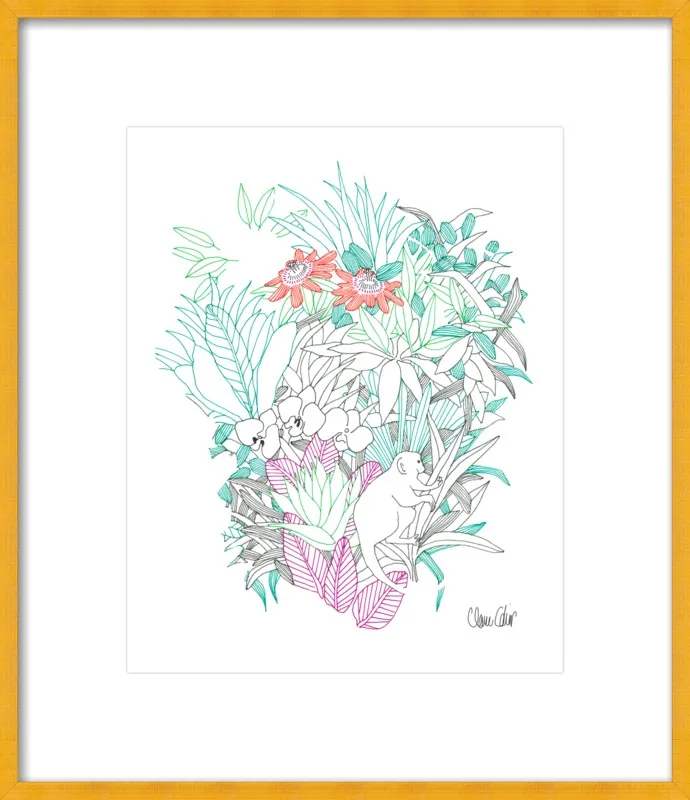 Passionflowers, orchids and the squirrel monkey  by Claire Colin for Artfully Walls