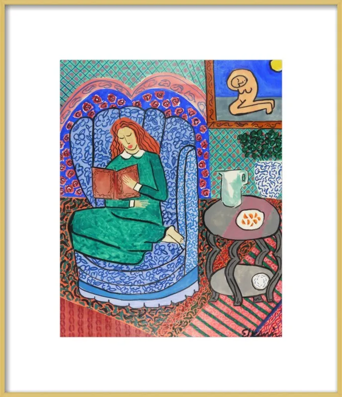 Red Headed Reader by Linda Elksnin for Artfully Walls
