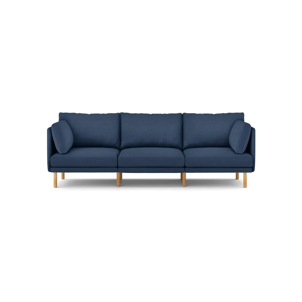 Field 3-Piece Sofa - Navy Blue - Performance Basketweave / Oak - Wood