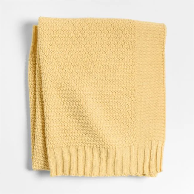 Bubble Knit Straw Yellow Recycled Baby Stroller Blanket