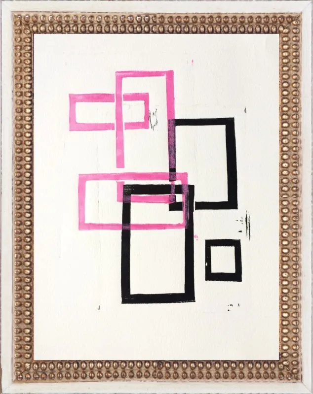 Pink and Black Geometric Squares x2 by Stacy Rajab for Artfully Walls
