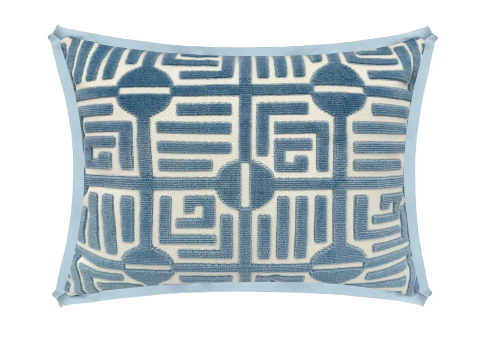 THE MINI :: LABYRINTH VELVET // BLUE | THIBAUT - SWATCH 4" X 4" / CORDING / BACKORDER Powder Blue