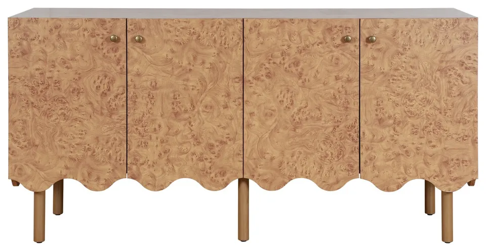 Rowe 4 Door 2 Shelf Sideboard / TV Stand - Dark Brown / Antique Gold