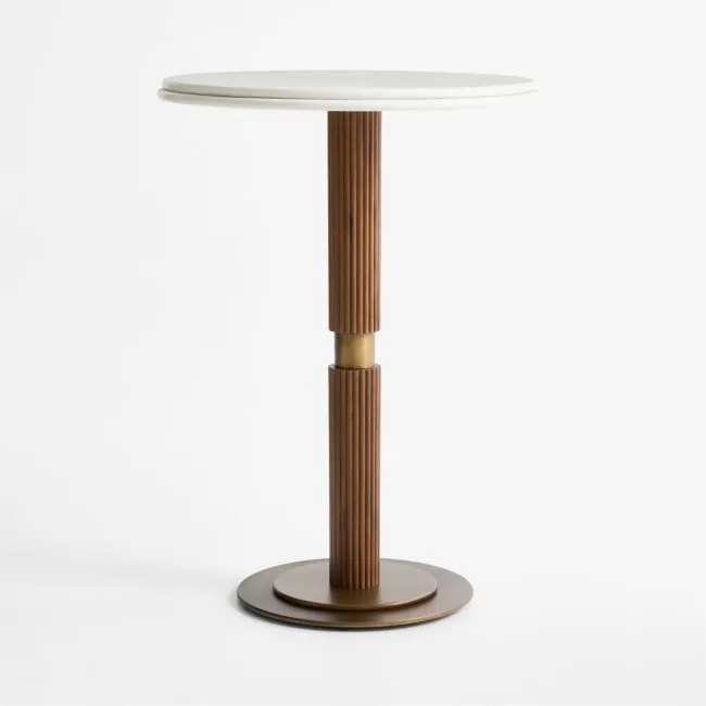 Chelsea 30" Quartz & Walnut Wood Round Bar Table
